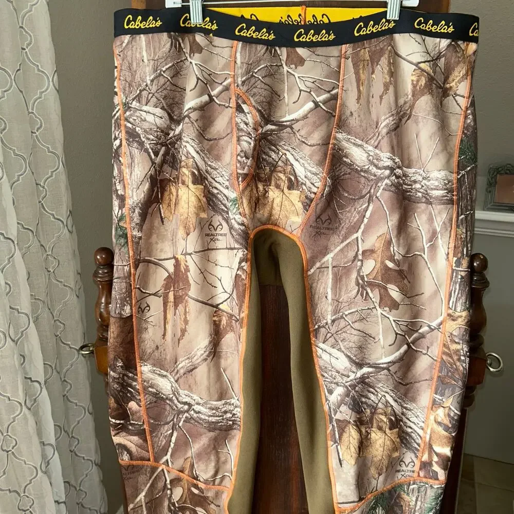 CABELA'S 2XL THERMAL HEAVY WEIGHT BASE LAYER PANTS HUNTING real tree camo